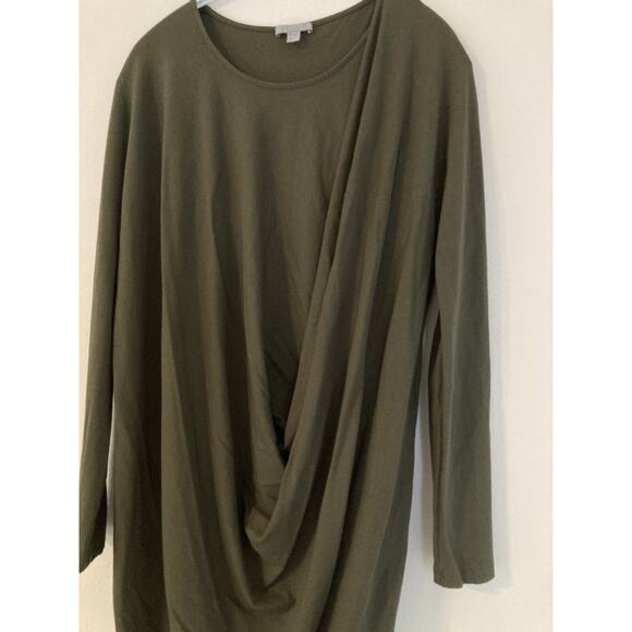 COS Synthetic Draped Ruched Olive Green Jersey Stretchy Dress Minimalist Size S - Picture 3 of 6